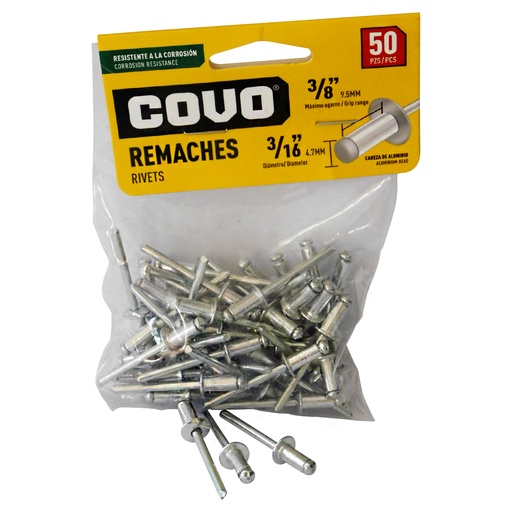 [8167] REMACHES 3/16" X 3/8" 50 PIEZAS COVO