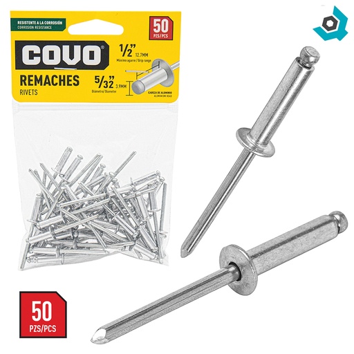 [8168] REMACHES 5/32" X 1/2" 50 PIEZAS COVO
