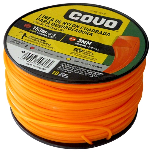 [8171] NYLON CUADRADO PARA DESMALEZADORA 153MT X 3MM COVO