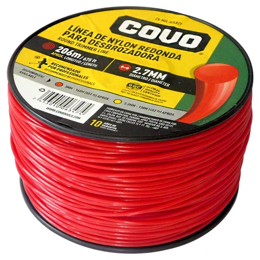 [8175] NYLON REDONDO PARA DESMALEZADERA 206MT X 2.7MM COVO