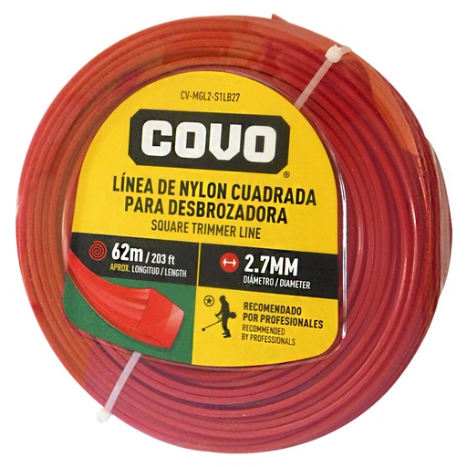 [8178] NYLON CUADRADO PARA DESMALEZADORA 62MT X 2.7MM COVO