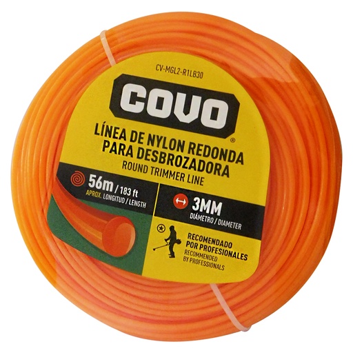 [8180] NYLON REDONDO PARA DESMALEZADORA 56MT X 3MM COVO