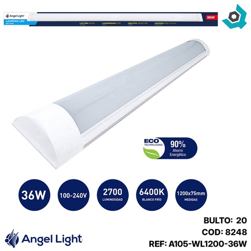 [8248] LAMPARA LED DE TUBO 36W 120CM ANGEL LIGHT