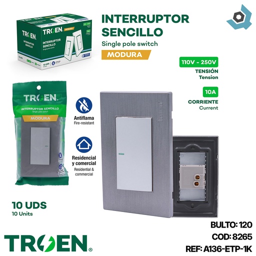 [8265] APAGADOR INDIVIDUAL PLATEADO TROEN