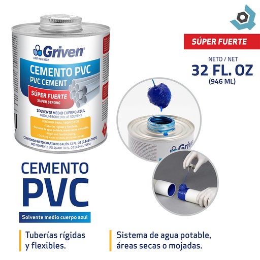 [8290] SOLDADURA PVC CONDICIONES HUMEDAS 1/4GL GRIVEN