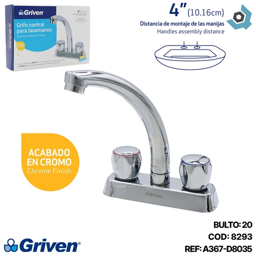 [8293] GRIFERIA PARA LAVAMANOS 4" CROMADA GRIVEN