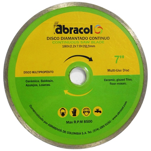 [8433] DISCO DIAMANTADO 7" CORTE CONTINUO ABRACOL