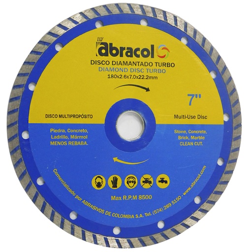 [8434] DISCO DIAMANTADO 7" CORTE TURBO ABRACOL