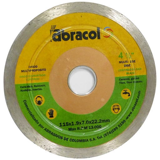 [8435] DISCO DIAMANTADO 4 1/2" CORTE CONTINUO ABRACOL
