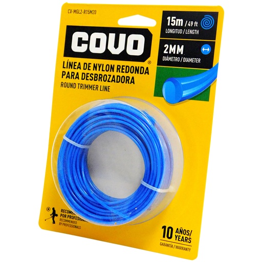 [8453] NYLON REDONDO PARA DESMALEZADORA 15MT X 2MM COVO