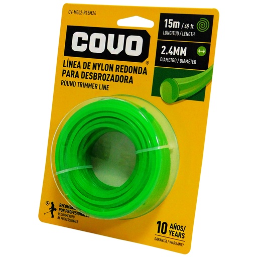 [8454] NYLON REDONDO PARA DESMALEZADORA 15MT X 2.4MM COVO