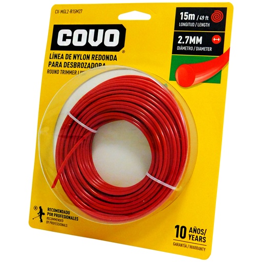 [8455] NYLON REDONDO PARA DESMALEZADORA 15MT X 2.7MM COVO