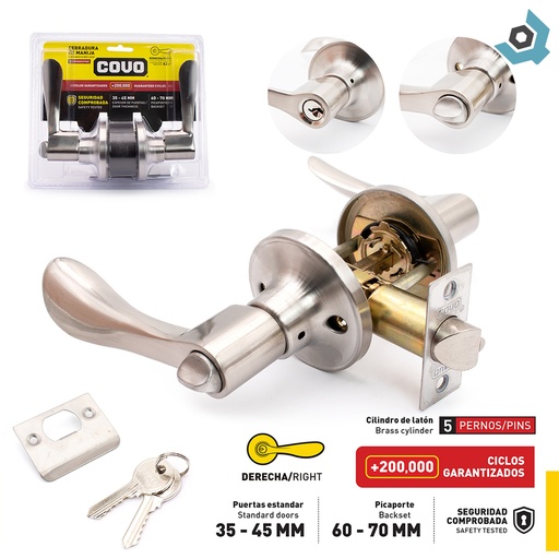 [8461] CERRADURA DE MANILLA DERECHA 45MM COVO