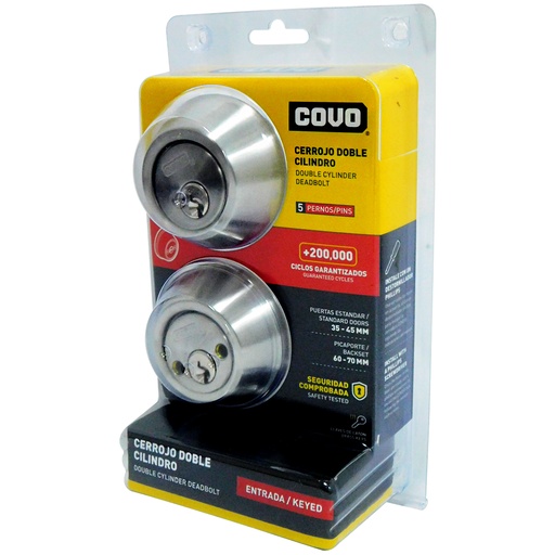 [8471] CERROJO DOBLE CILINDRO 45MM CROMADO COVO