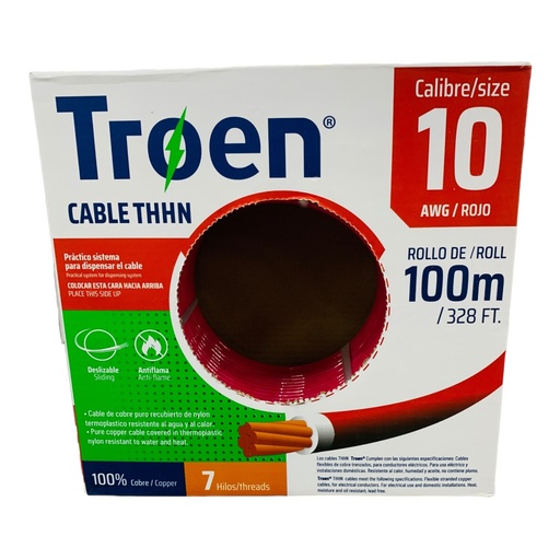 [8505] CABLE ELECTRICO 10 AWG ROJO 7 HILOS TROEN