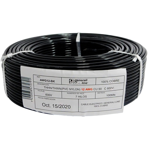 [8507] CABLE ELECTRICO 12 AWG NEGRO 7 HILOS TROEN