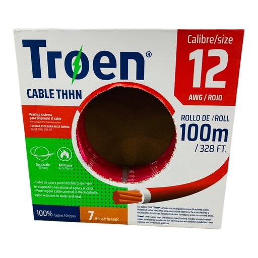 [8509] CABLE ELECTRICO 12 AWG ROJO 7 HILOS TROEN