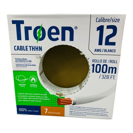 [8510] CABLE ELECTRICO 12 AWG BLANCO 7 HILOS TROEN