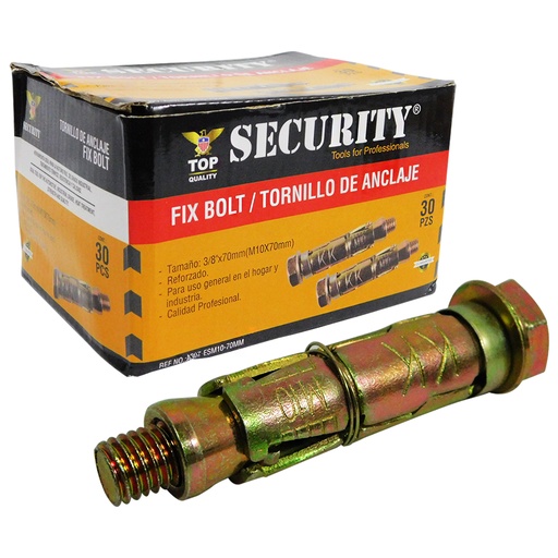 [8511] TORNILLO 3/8" X 70MM CON RAMPLUG METALICO SECURITY