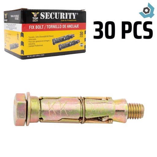 [8511] TORNILLO 3/8" X 70MM CON RAMPLUG METALICO SECURITY