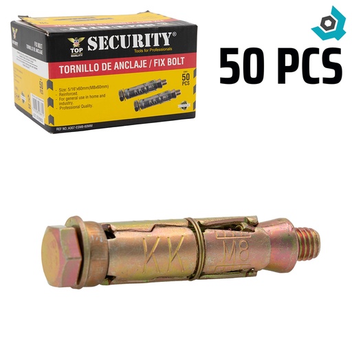 [8514] TORNILLO 5/16" X 60MM CON RAMPLUG METALICO SECURITY