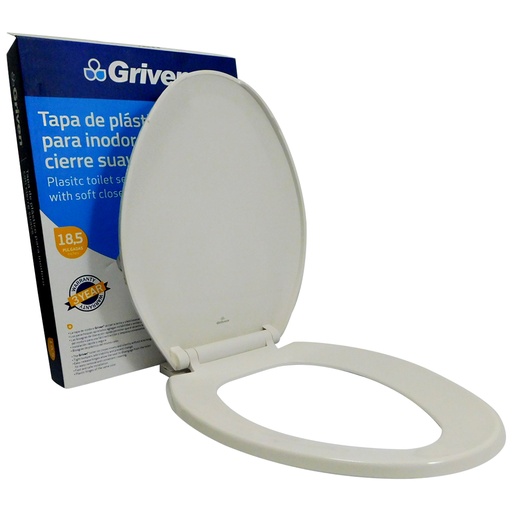[8551] ASIENTO PARA INODORO 18.5" CIERRE SUAVE ALARGADO GRIVEN