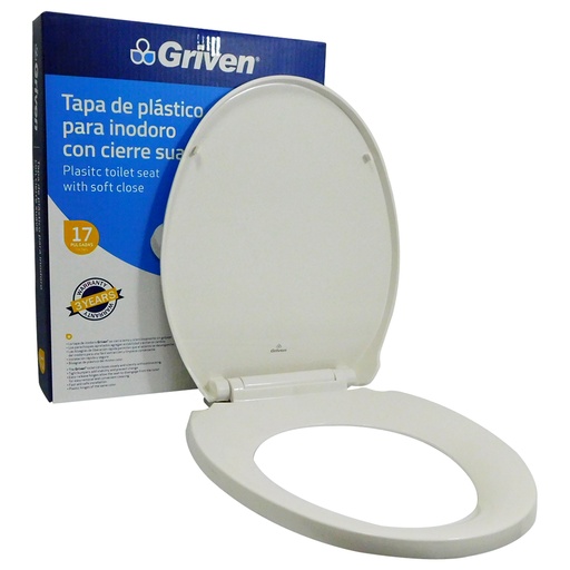 [8552] ASIENTO PARA INODORO 17" CIERRE SUAVE REDONDO GRIVEN