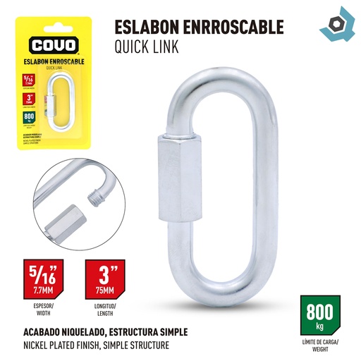 [8586] BANDOLA CON SEGURO ENROSCABLE 3" COVO