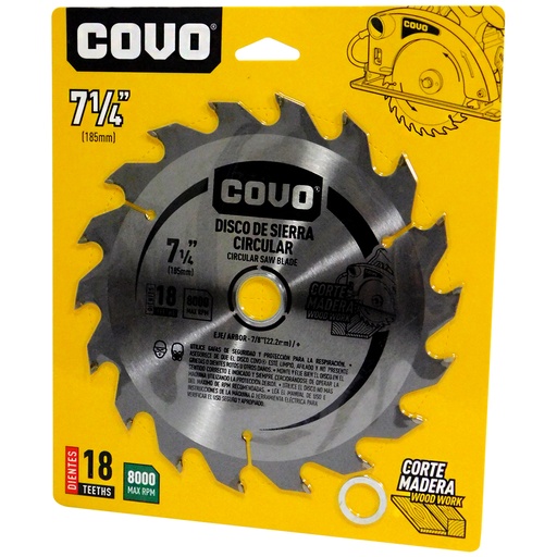 [8597] DISCO DE SIERRA 7 1/4" PARA MADERA COVO