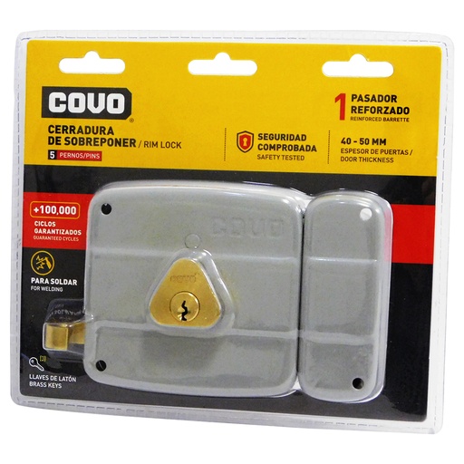 [8678] CERRADURA SUPERFICIAL 40-50MM 1 PASADOR  COVO
