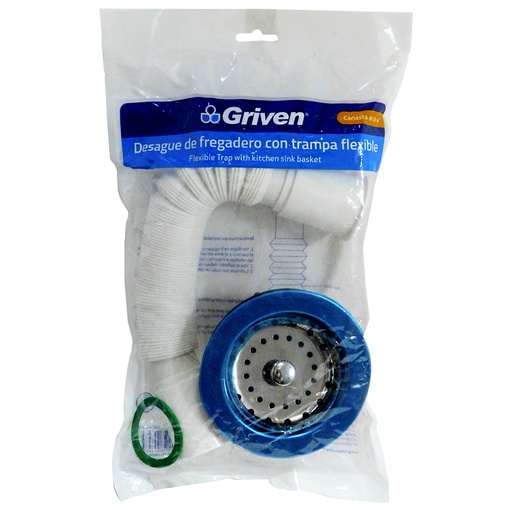 [8683] SIFON PARA FREGADERO 1 1/2" X 4" TRAMPA FLEXIBLE GRIVEN