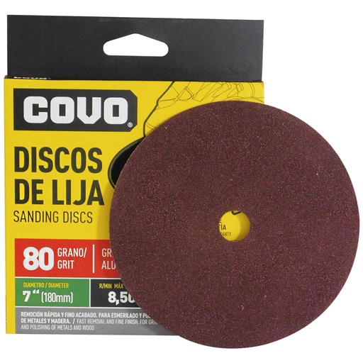 [8687] DISCO DE LIJA 7" X 7/8" GRANO 80 COVO