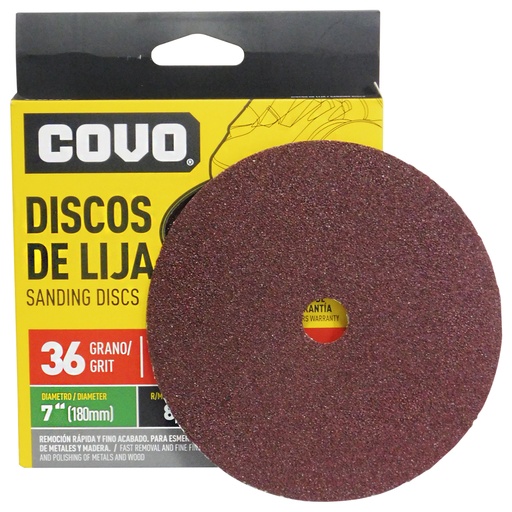 [8689] DISCO DE LIJA 7" X 7/8" GRANO 36 COVO