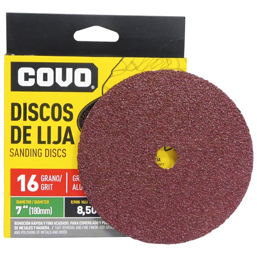 [8691] DISCO DE LIJA 7" X 7/8" GRANO 16 COVO