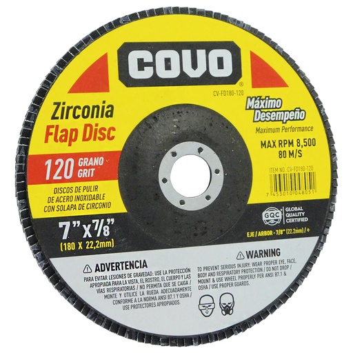 [8694] DISCO ABRASIVO 7" GRANO 120 PARA PULIR COVO