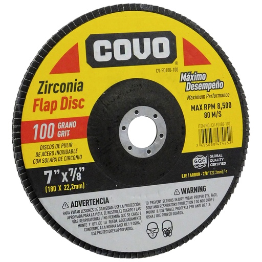 [8695] DISCO ARASIVO 7" GRANO 100 PARA PULIR COVO