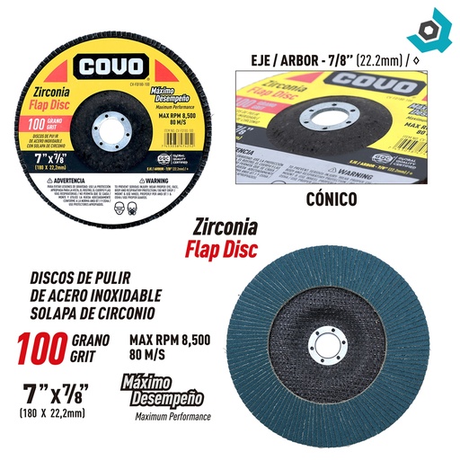 [8695] DISCO ARASIVO 7" GRANO 100 PARA PULIR COVO