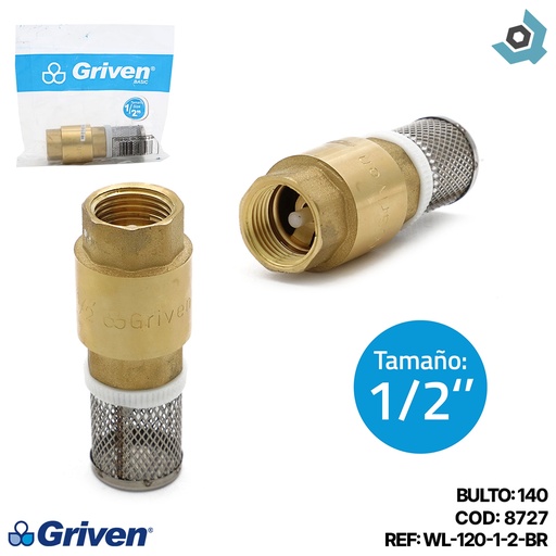 [8727] CHEQUE 1/2" DE BRONCE CON CANAL GRIVEN