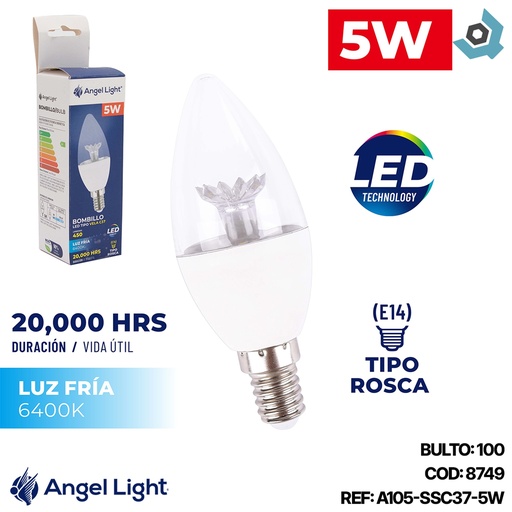 [8749] BOMBILLO LED 5W TIPO VELA ANGEL LIGHT
