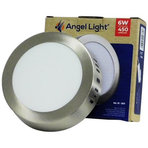 [8775] LAMPARA LED SUPERFICIAL REDONDA 6W NIQUELADA LUZ BLANCA ANGEL LIGHT