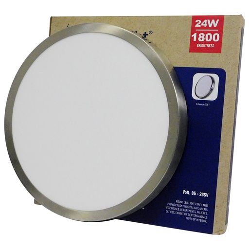 [8777] LAMPARA LED SUPERFICIAL REDONDA 24W NIQUELADA LUZ BLANCA ANGEL LIGHT