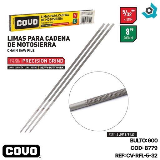 [8779] LIMA PARA CADENA DE MOTOSIERRA 5/32" COVO