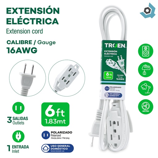 [8867] EXTENSION ELECTRICA 6FT 3 TOMAS TROEN