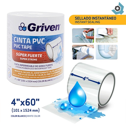 [8915] CINTA PVC BLANCO 4" X 60" GRIVEN