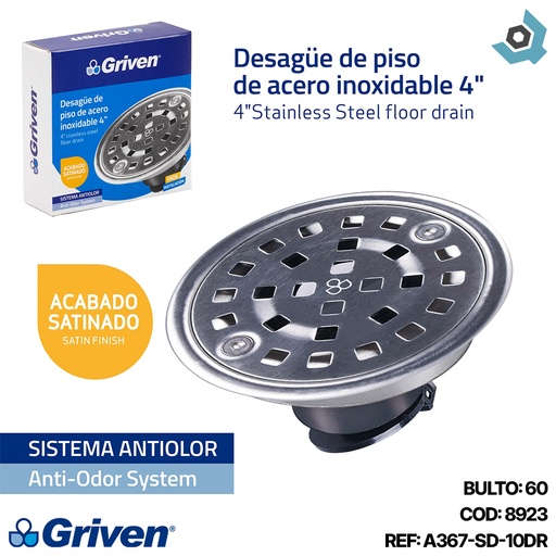 [8923] DESAGUE DE PISO 4" ANTIOLOR REDONDO GRIVEN
