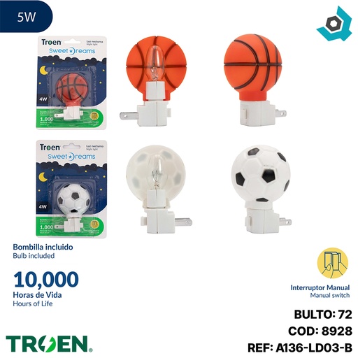 [8928] LAMPARA INCANDESCENTE 4W DE PARED TROEN