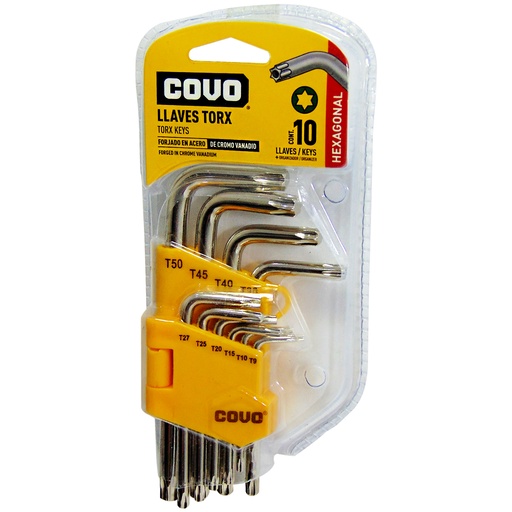 [8951] JUEGO DE LLAVES ALLEN TORX 10 PIEZAS COVO