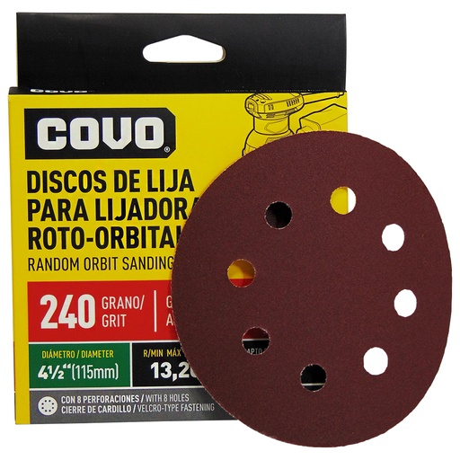 [8954] DISCO ABRASIVO 4 1/2" GRANO 240 PARA PULIR COVO