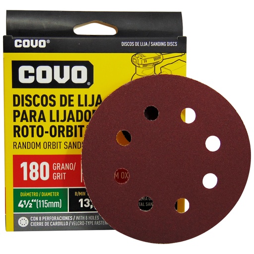 [8955] DISCO ABRAISVO 4 1/2" GRANO 180 PARA PULIR COVO