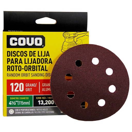[8956] DISCO ABRASIVO 4 1/2" GRANO 120 PARA PULIR COVO